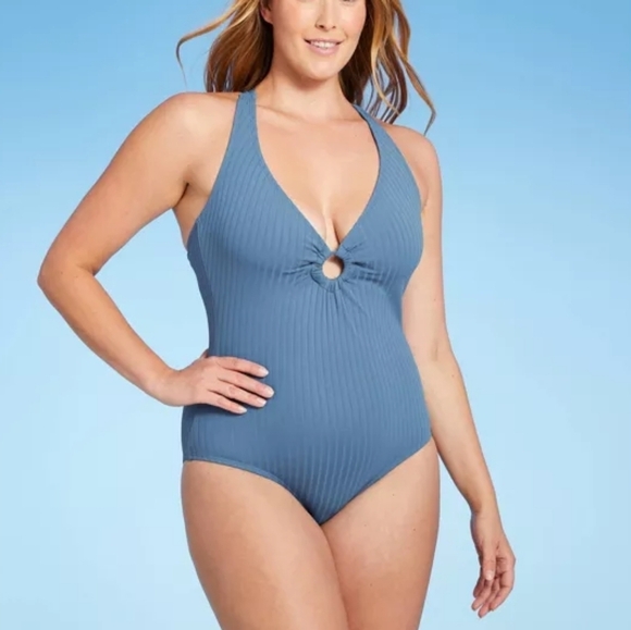 NWT Kona Sol Wide Ribbed Center Ring Medium Coverage One Piece Swimsuit XL - Picture 1 of 10